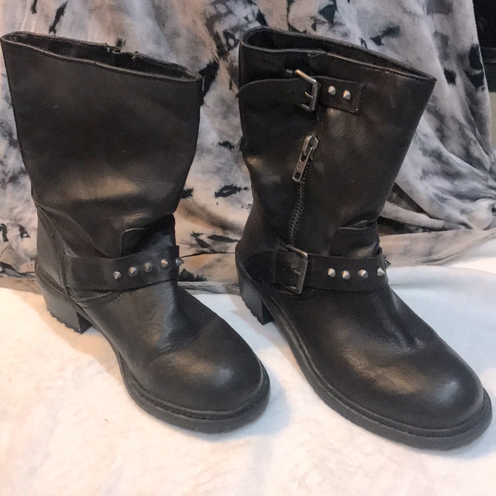 Vegan Leather Biker Boots